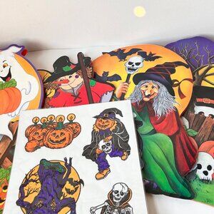 1990s Halloween lot of gift bags & window decals